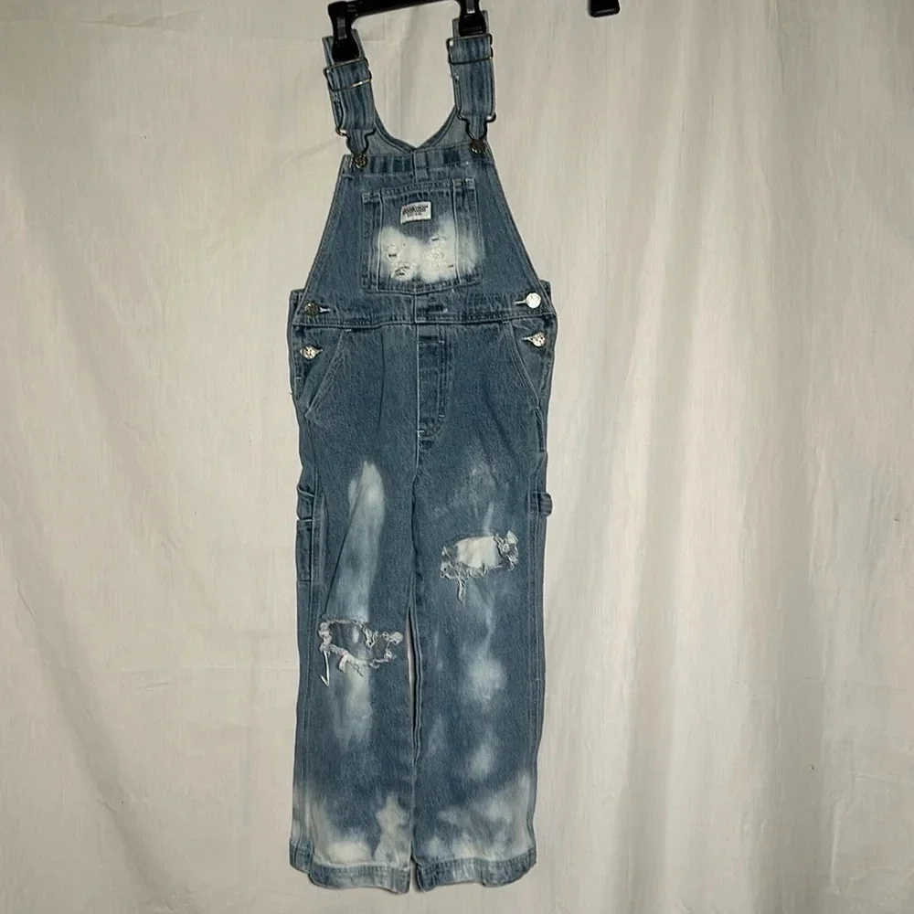OshKosh super distressed / bleached overalls size 5